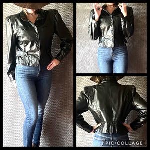 Vintage 80’s 100%real leather Opera black jacket💕